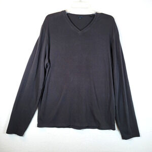 Patrick Assaraf Mens Pima Cotton V-Neck Long Sleeve Shirt Top Size XXL Black